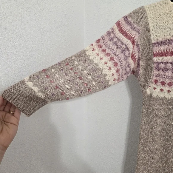 Vintage de Rotchild Cozy Knit Dress with Pink and Cream Accents - Picture 3 of 12